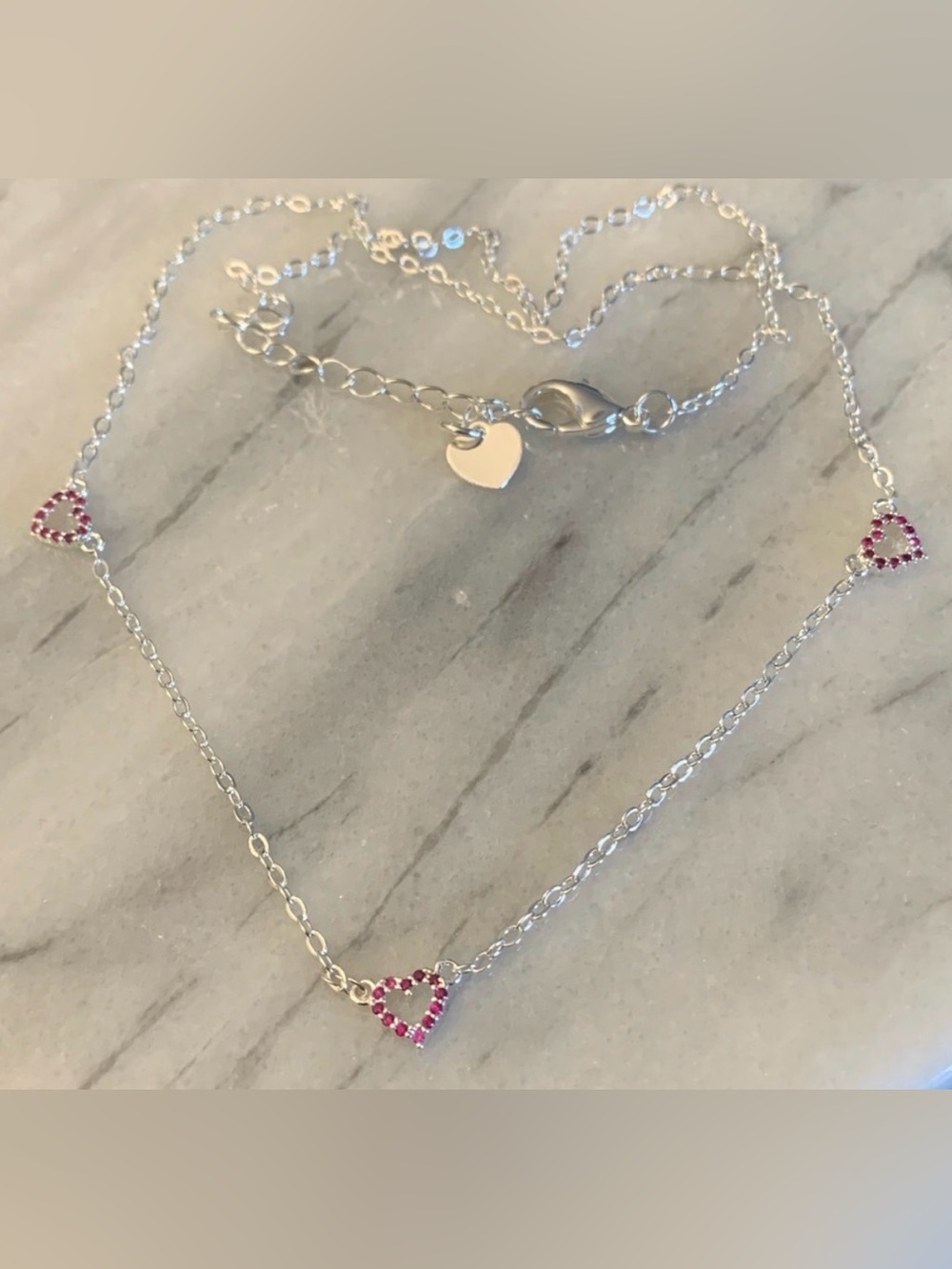 Silver Plated Red Heart Necklace
